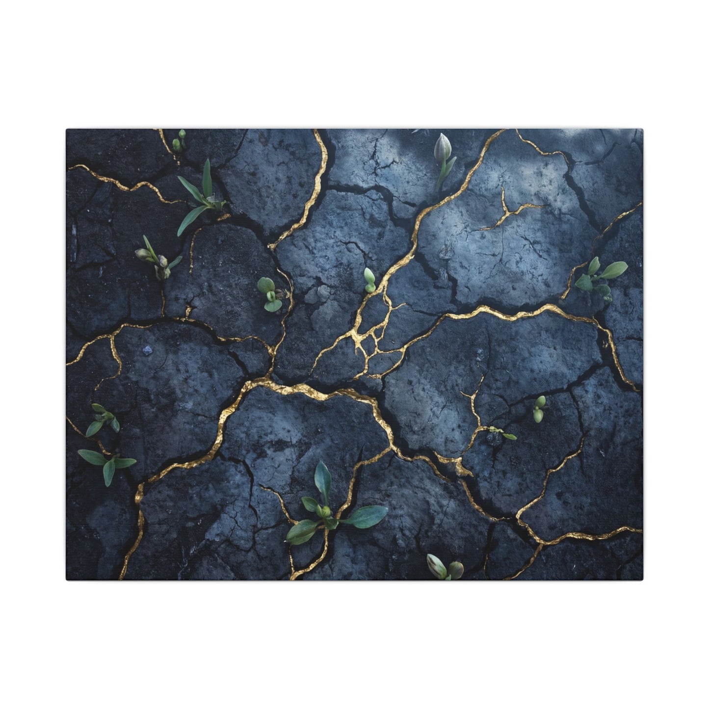 Cracked Earth Spring Canvas Art | Kintsugi Healing Design Art Print