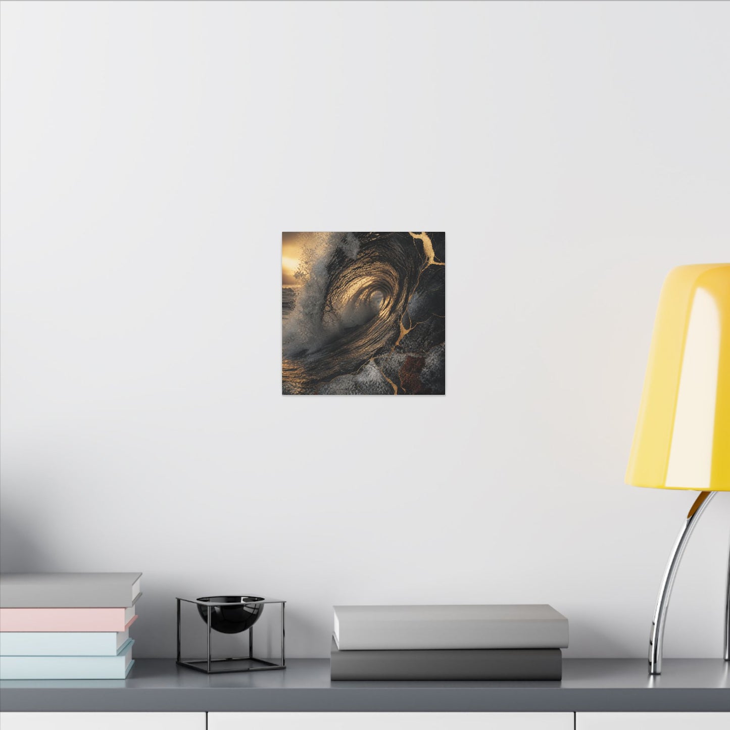 Kanso Ocean Wave Canvas Art - Kintsugi Gold Vein