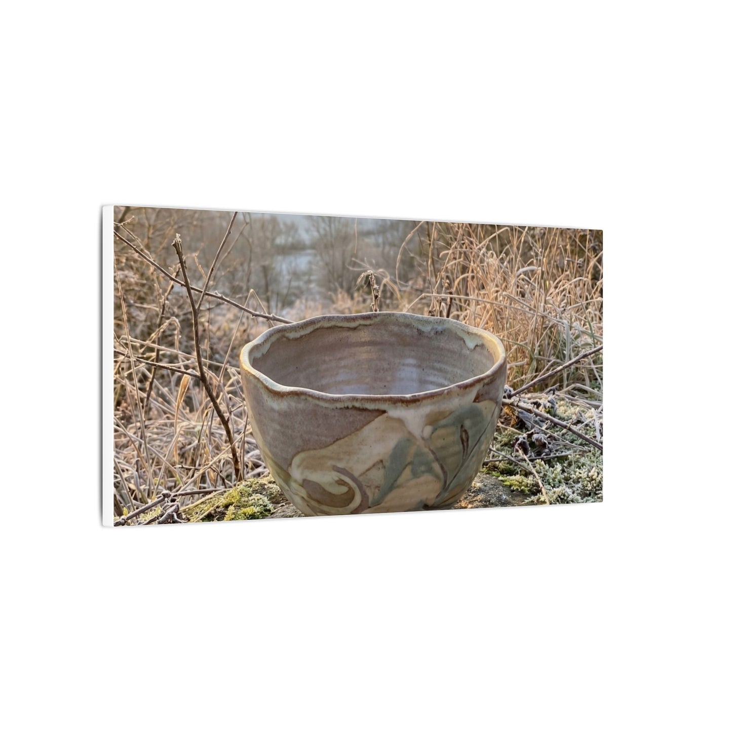Golden Hour Ceramic Bowl Canvas Art - Japandi Shibui