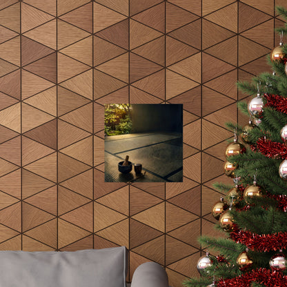 Dark Japandi Tea Ceremony in Golden Hour | Dark Texture Wall Art Print