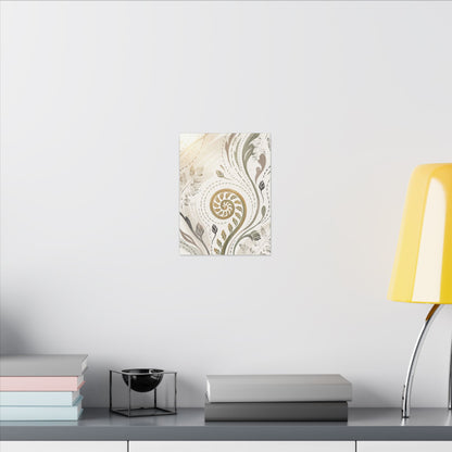 Japandi Fern Unfurling in Golden Hour | Japanese Pattern Canvas Art