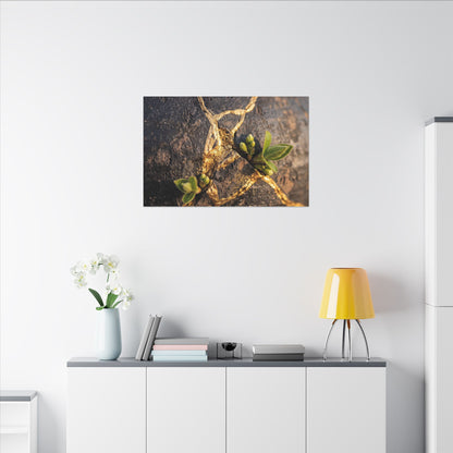 Rust Patina Gold Repair Canvas Art | Resilient Kintsugi Art
