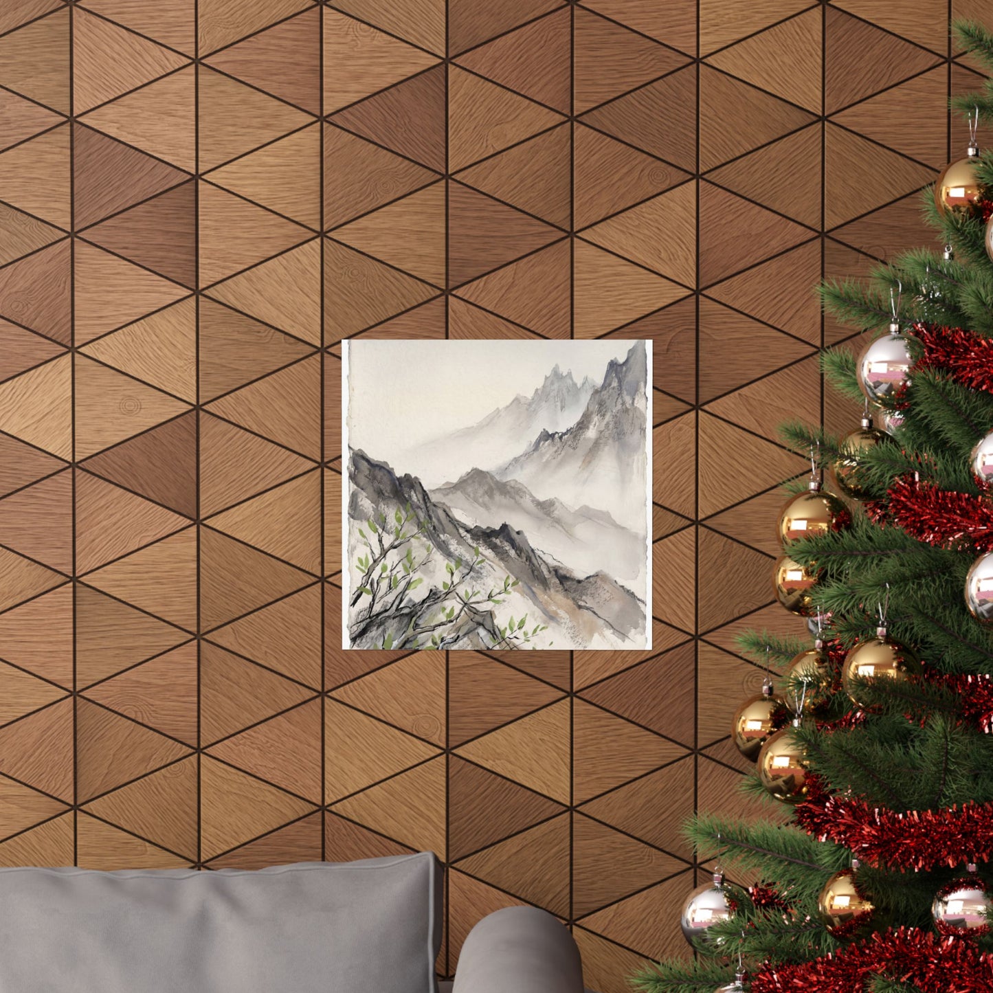 Mountain Mist Spring Wall Art Print | Japandi Elegant Design