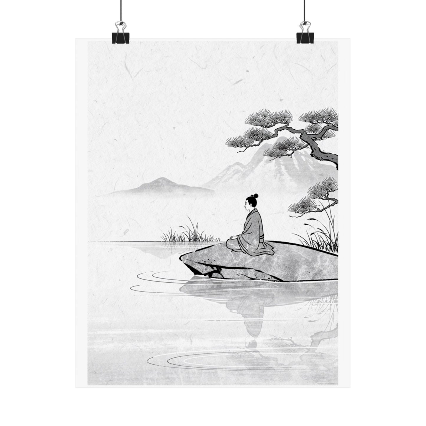 Meditation Harmonious Zen Ukiyo-e Wall Art Print | Meditation Harmonious Ukiyo E Inspired Art Print