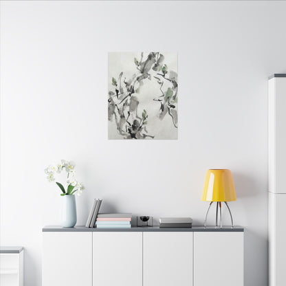 Zen Ink Brushstroke in Overcast | Sumi E Canvas Art