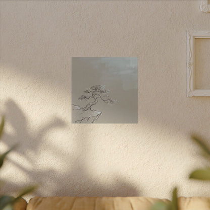 Pine Tree Minimal Line Canvas Art | Warm Japandi Art