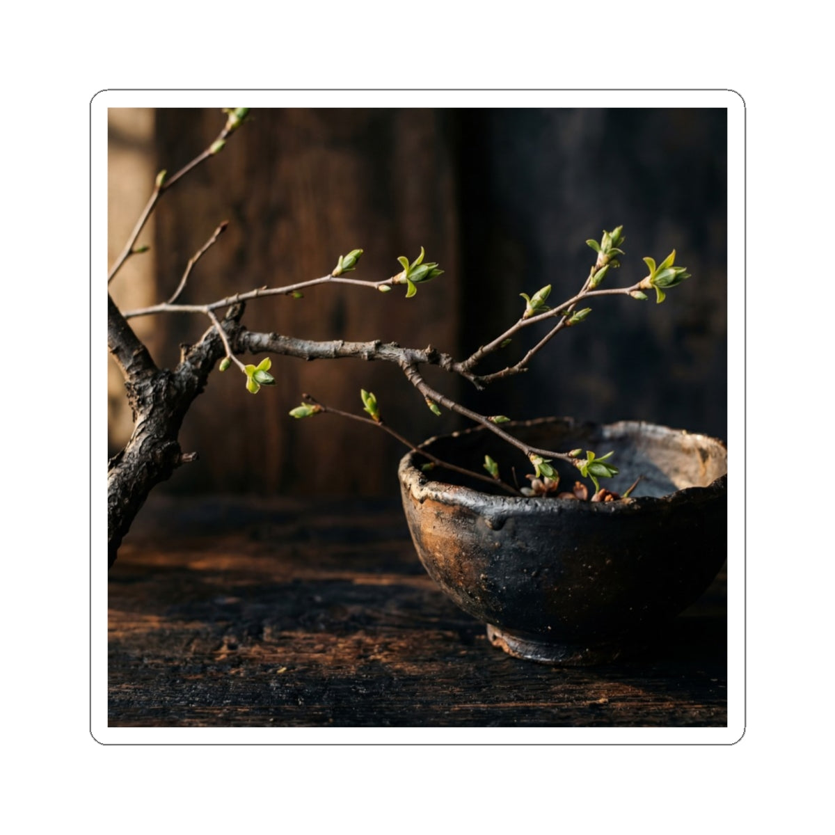 Ceramic Bowl Spring Sticker | Dark Japandi Moody Design Art Print