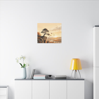 Pine Tree Autumn Canvas Art | Japandi Warm Design