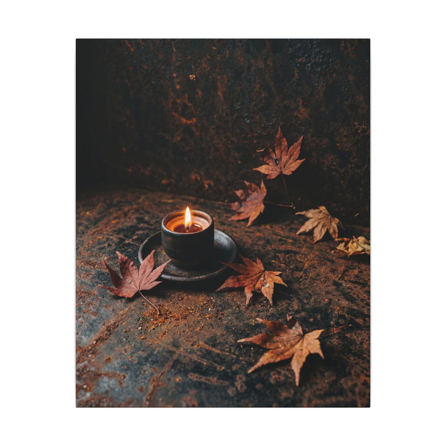 Dark Japandi Rust Patina in Candlelight | Shadow Zen Canvas Art