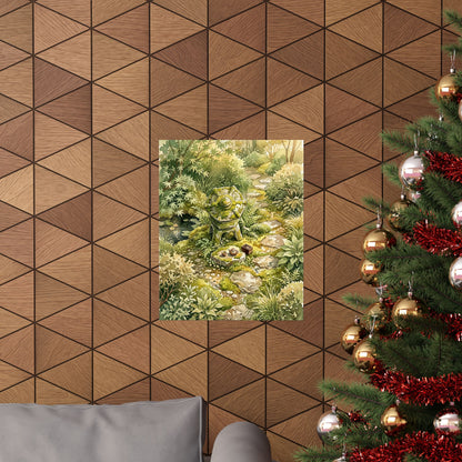 Japandi Stone Lantern in Golden Hour | Watercolor Wall Art Print