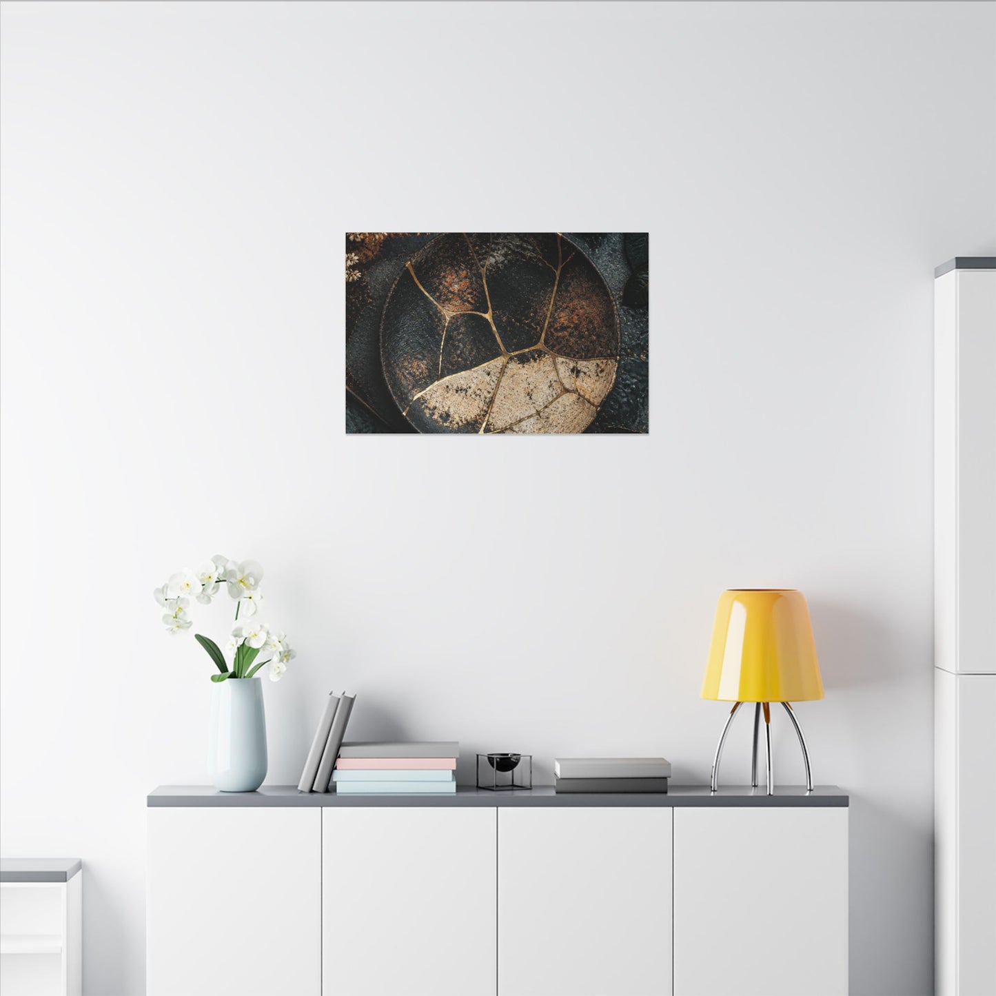 Kintsugi Rust Patina in Dawn | Gold Repair Canvas Art