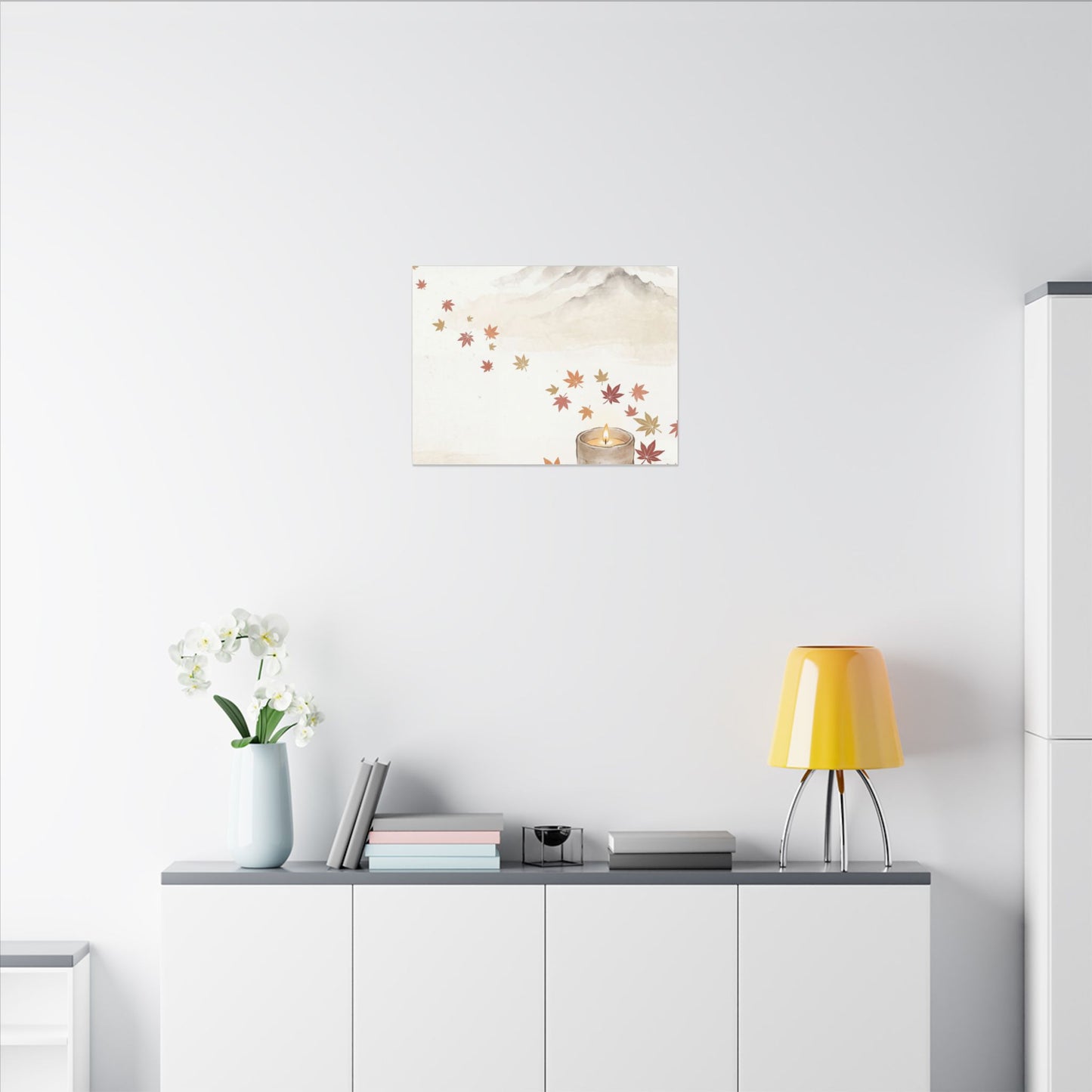 Earthy Mountain Mist Canvas Art - Japanese Pattern Japandi