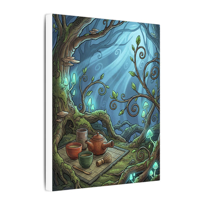 Spring Tea Ceremony Forest Whimsy Canvas Art | Cozy Decor