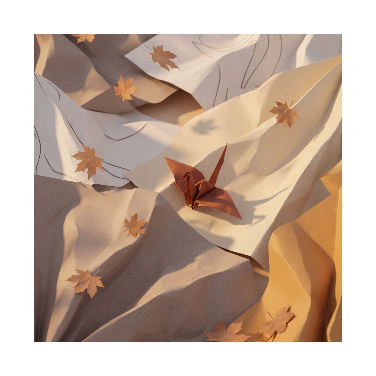 Paper Fold Wall Art Print | Autumn Japandi Minimal Line Art