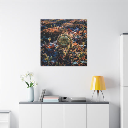 Kintsugi Fern Unfurling in Dappled | Gold Vein Canvas Art