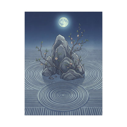 Spring Rock Garden Ukiyo E Inspired Canvas Art | Tranquil Decor