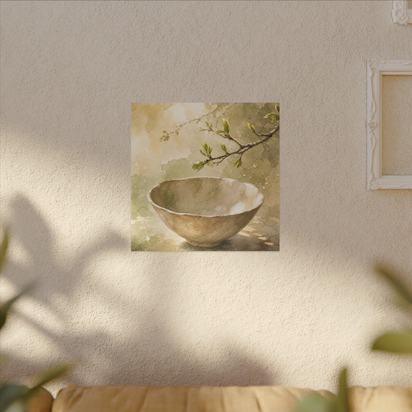 Warm Ceramic Bowl Canvas Art - Watercolor Japandi