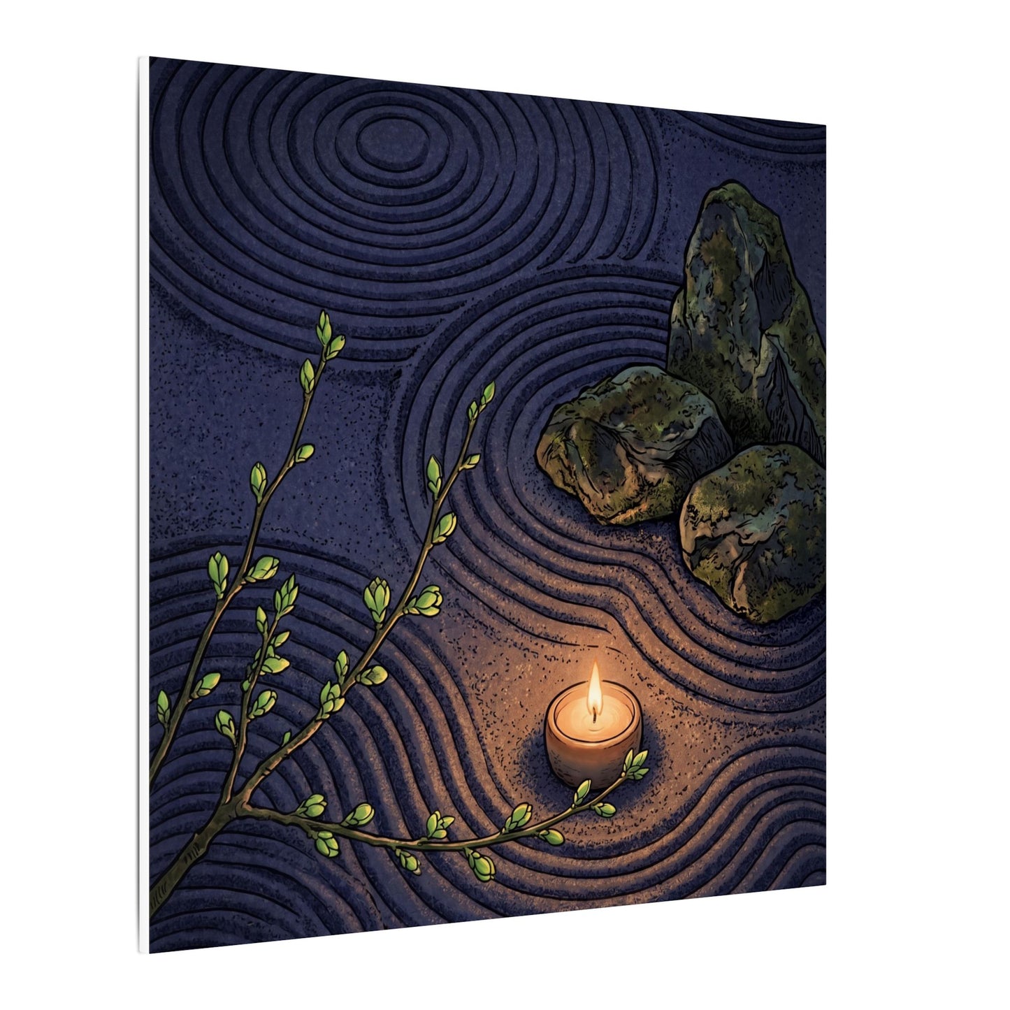 Mono No Aware Rock Garden Canvas Art - Zen Ukiyo E Inspired