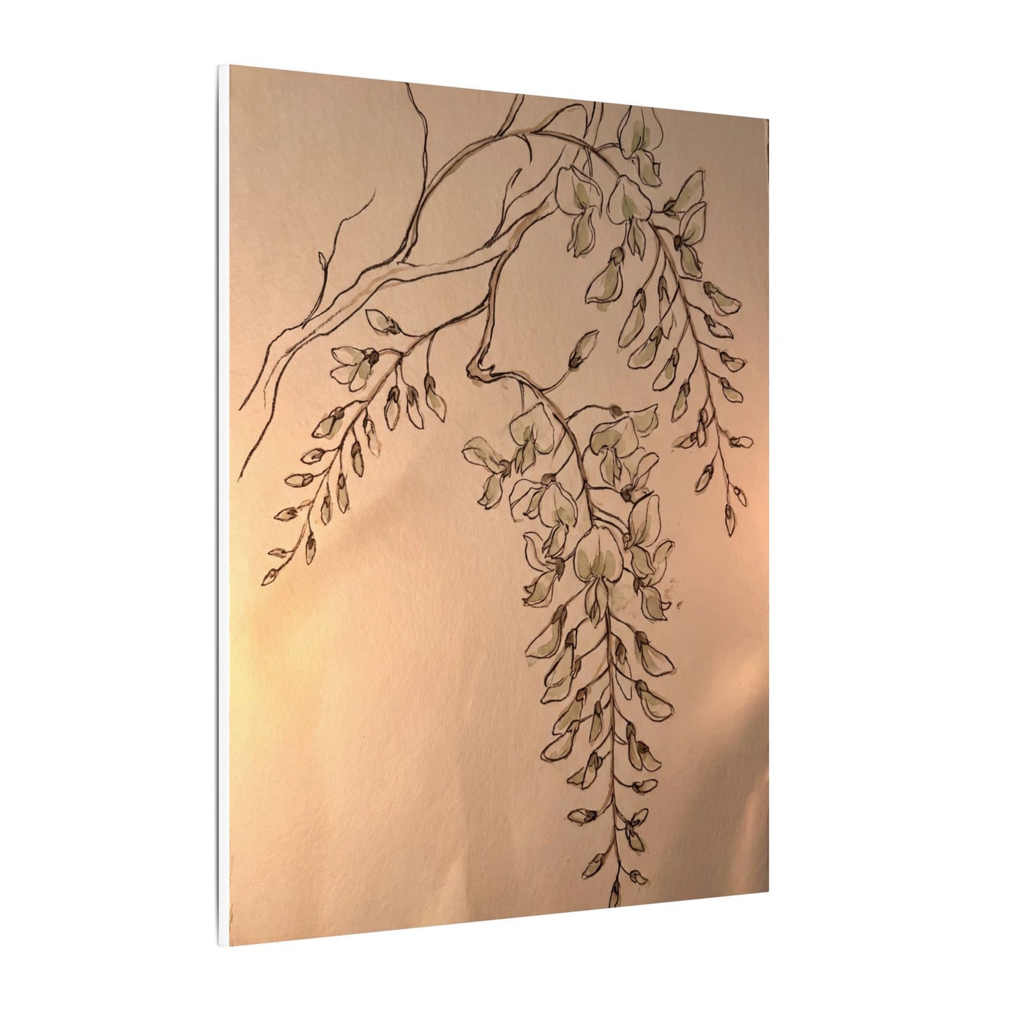 Japandi Wisteria in Candlelight | Minimal Line Canvas Art