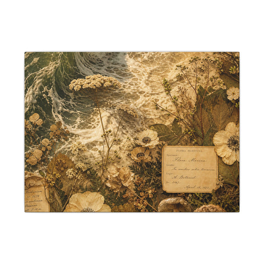 Spring Ocean Wave Herbarium Canvas Art | Nostalgic Decor