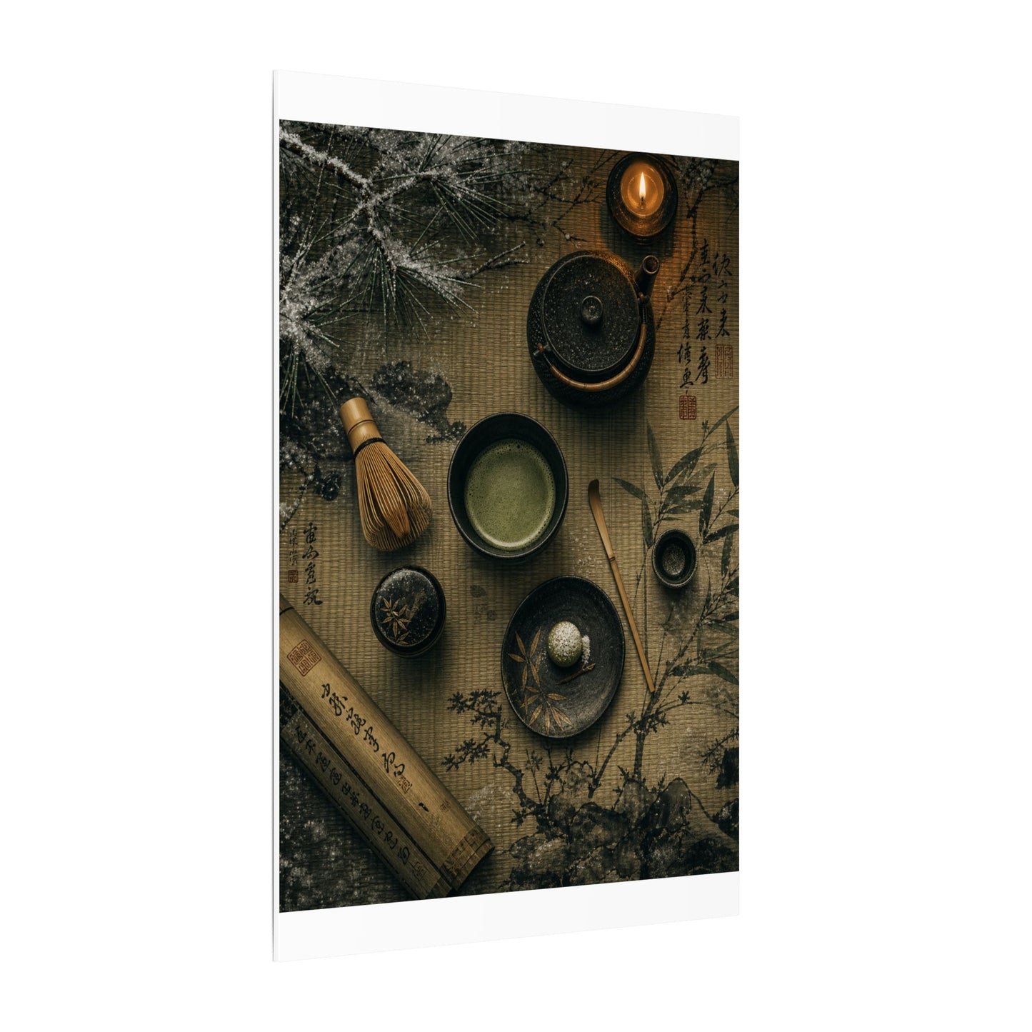 Tea Ceremony Canvas Art | Winter Zen Ukiyo E Inspired Art