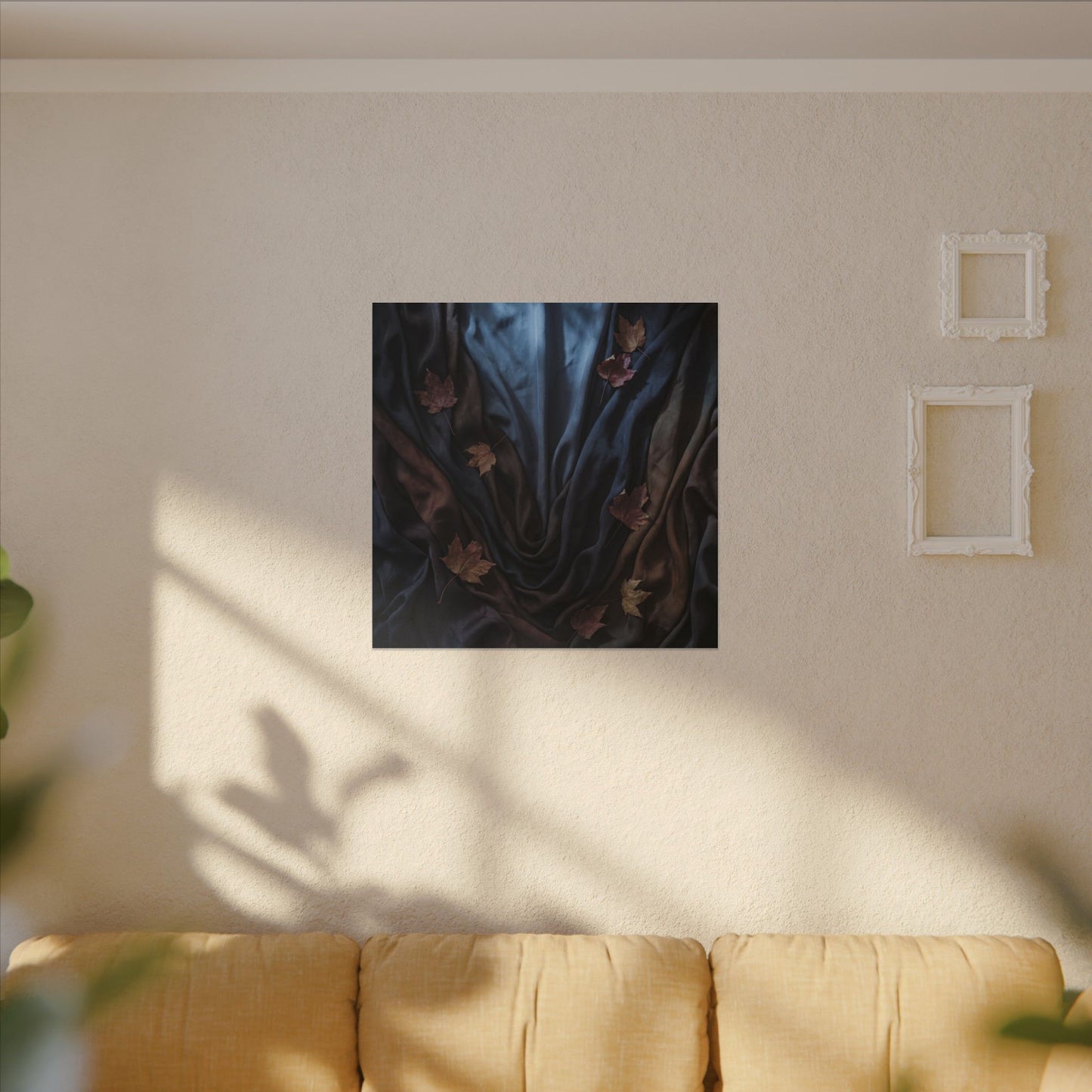 Silk Drape Canvas Art | Autumn Dark Japandi Moody Minimal Art