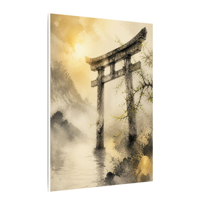 Spring Torii Gate Sumi E Canvas Art | Tranquil Decor