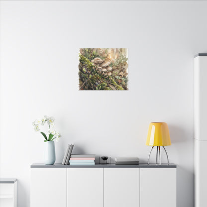 Wild Mushrooms Canvas Art | Spring Japandi Watercolor Art
