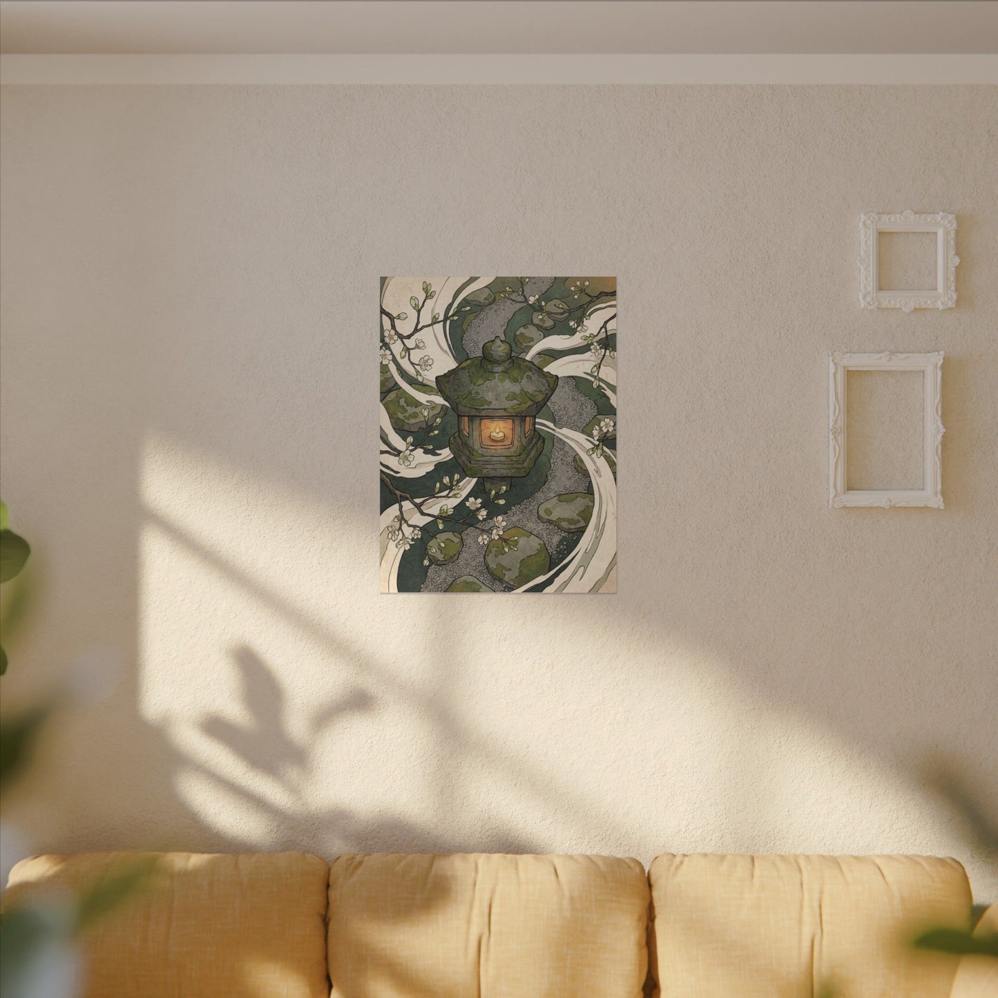 Zen Stone Lantern in Candlelight | Ukiyo E Inspired Canvas Art