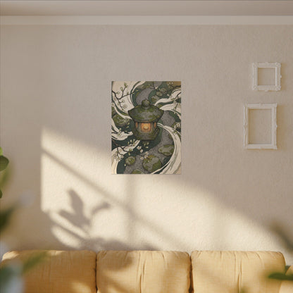 Zen Stone Lantern in Candlelight | Ukiyo E Inspired Canvas Art