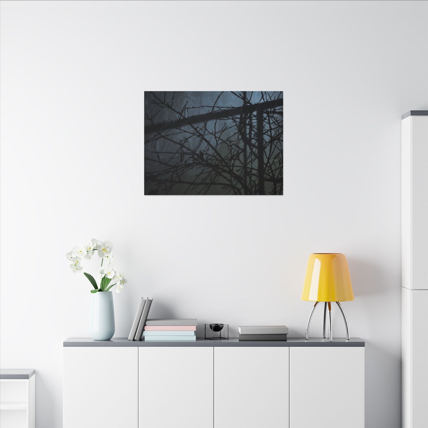 Moonlight Shadow Play Canvas Art - Dark Japandi Shibui