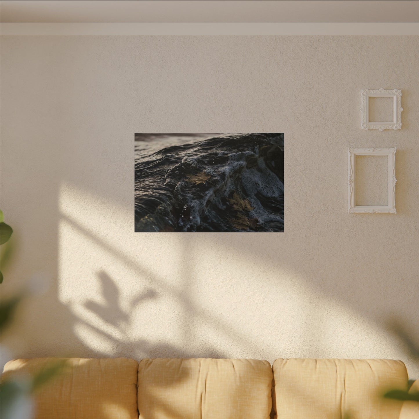 Dark Japandi Ocean Wave in Dawn | Moody Minimal Canvas Art