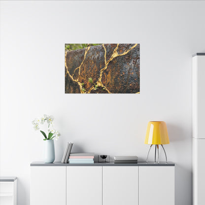 Mono No Aware Rust Patina Canvas Art - Kintsugi Gold Repair