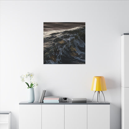 Dark Japandi Ocean Wave in Dawn | Moody Minimal Canvas Art