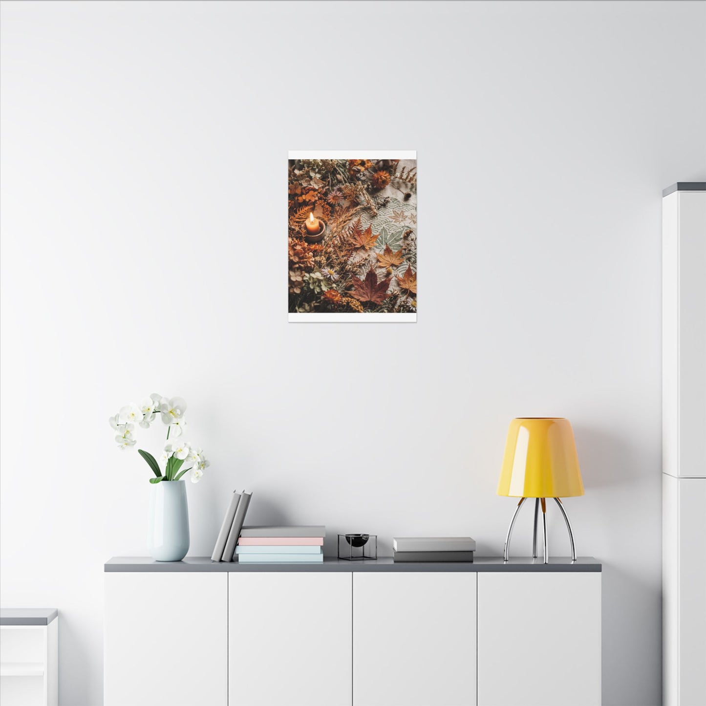 Candlelight Dried Flowers Canvas Art - Japandi Seijaku