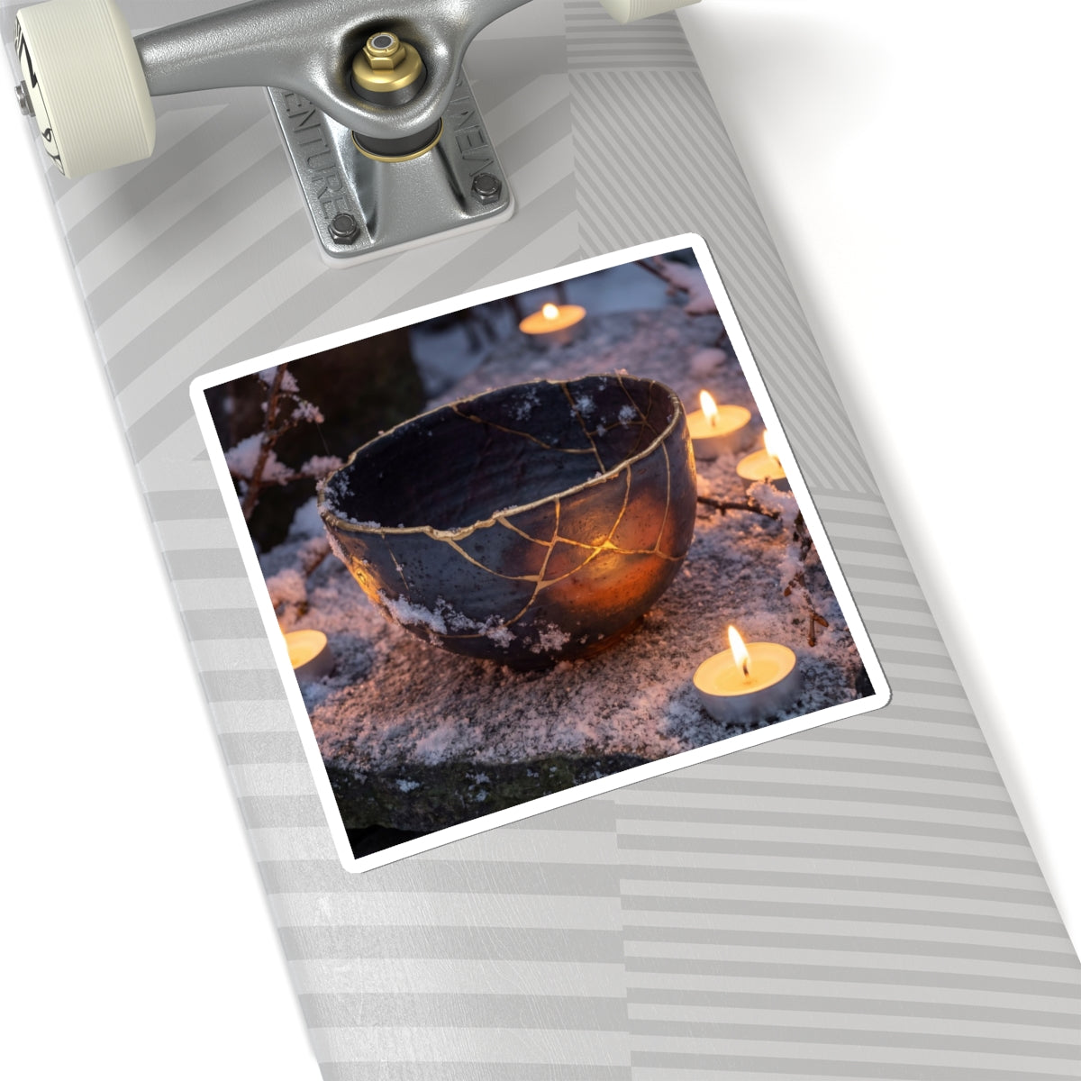 Ceramic Bowl Sticker | Winter Kintsugi Gold Repair Art Art Print