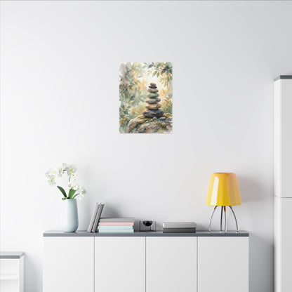 Golden Hour River Stones Canvas Art - Japandi Mono No Aware