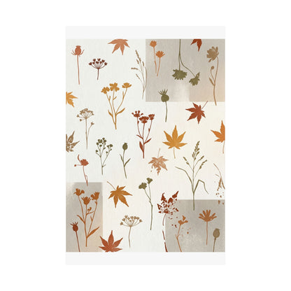 Warm Dried Flowers Wall Art Print - Japanese Pattern Japandi