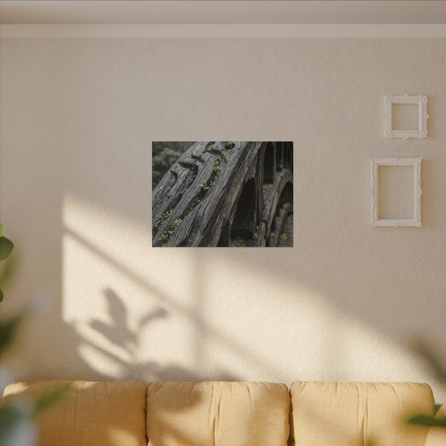 Overcast Wooden Bridge Canvas Art - Japandi Kanso