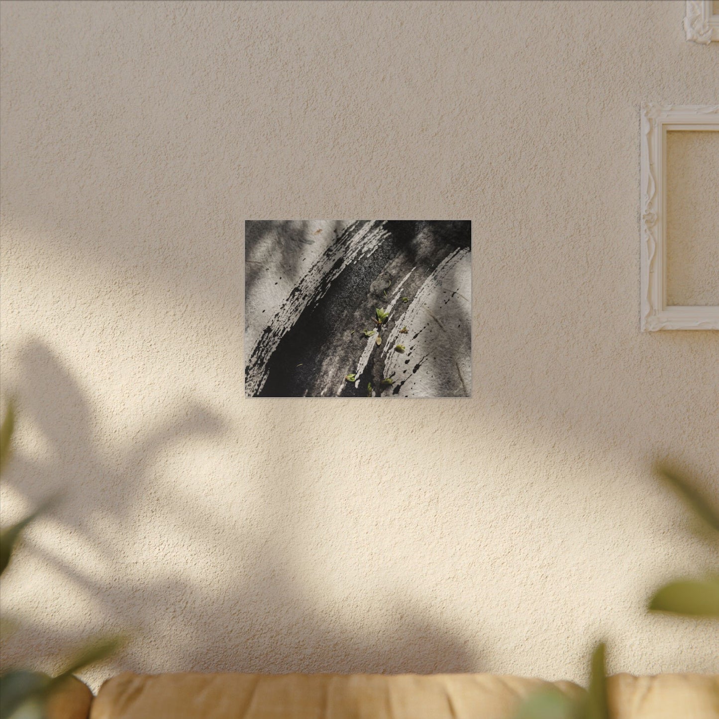 Ink Brushstroke Canvas Art | Spring Dark Japandi Moody Minimal Art