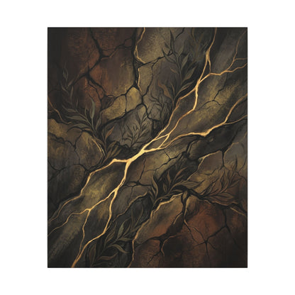 Cracked Earth Charcoal Ink Canvas Art | Bold Dark Japandi Art
