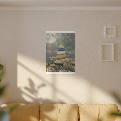 Warm River Stones Canvas Art - Japanese Pattern Japandi