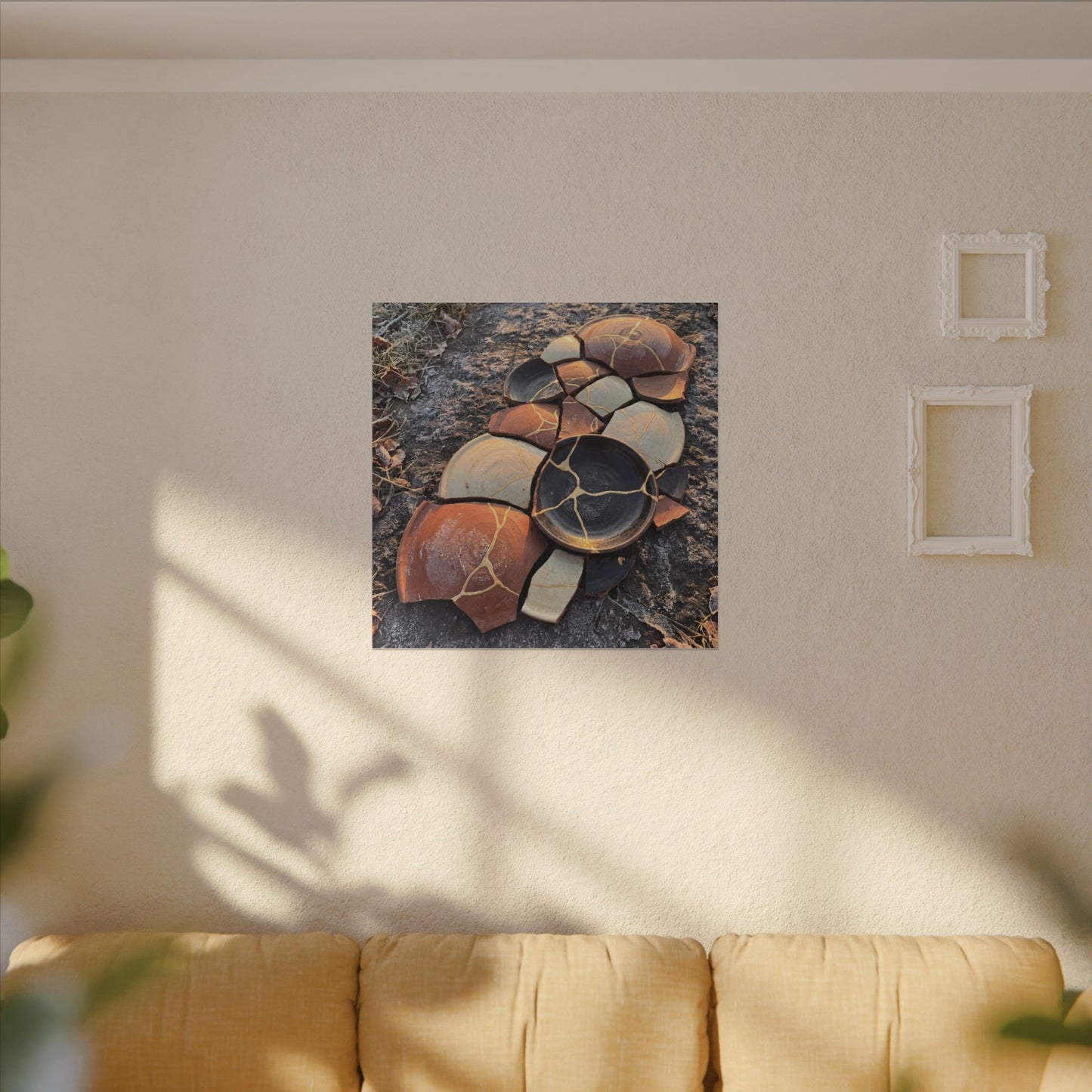 Winter Broken Pottery Gold Vein Canvas Art | Beautiful Decor