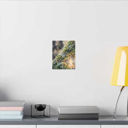 Winter Moss Close Up Watercolor Canvas Art | Neutral Decor