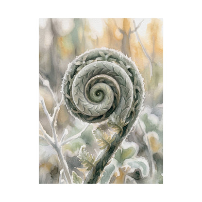 Fern Unfurling Wall Art Print | Winter Japandi Watercolor Art