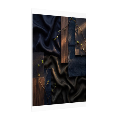 Silk Drape Spring Canvas Art | Dark Japandi Moody Design