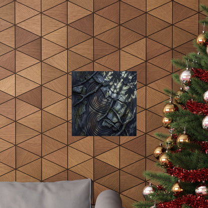 Winter Rock Garden Dark Texture Wall Art Print | Moody Decor