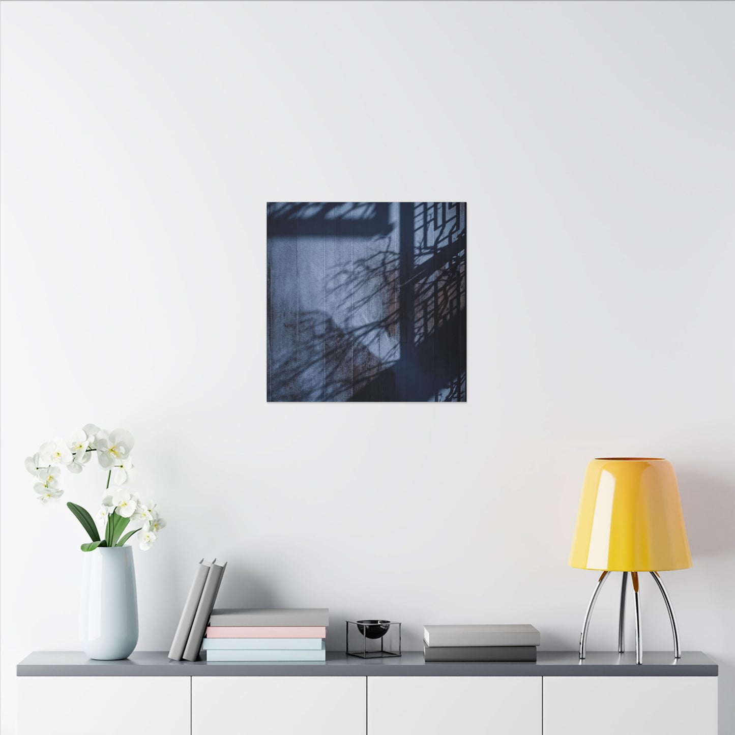 Shadow Play Moody Minimal Canvas Art | Moody Dark Japandi Art