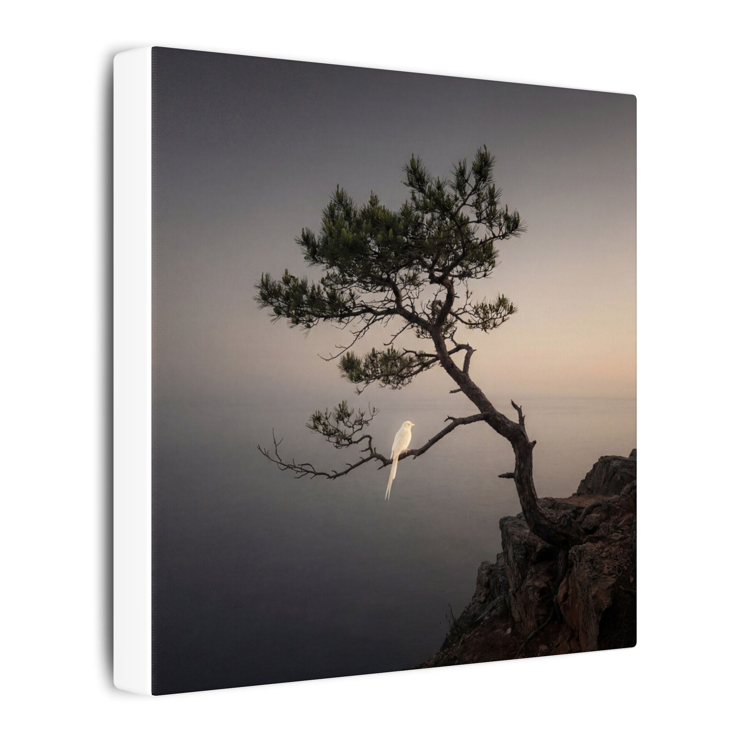 Dawn Pine Tree Canvas Art - Dark Japandi Datsuzoku