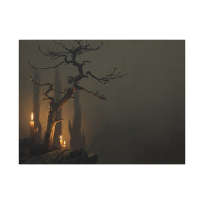 Ma Pine Tree Canvas Art - Dark Japandi Shadow Zen